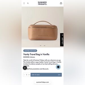 Summer Fridays Leather Travel Bag in Vanilla
